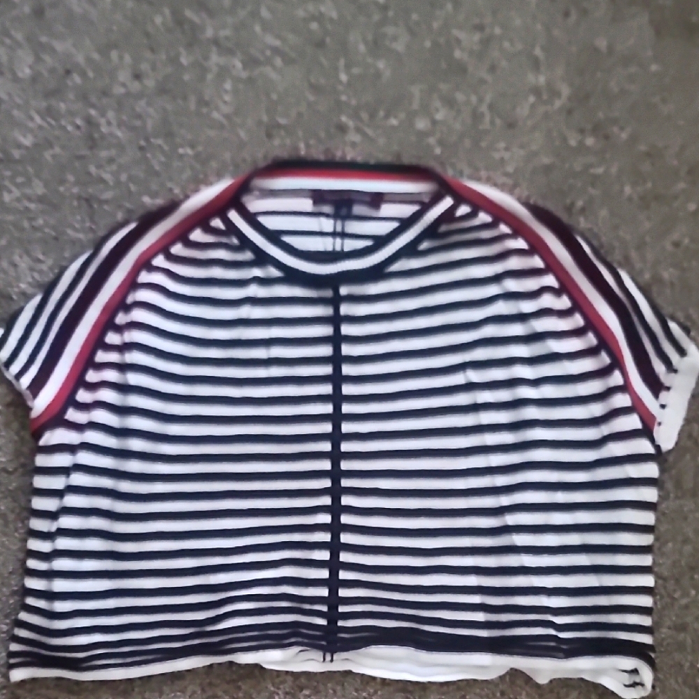 6 for $12 Tommy Hilfiger Blue and White Short Sleeve Tee with Stripes